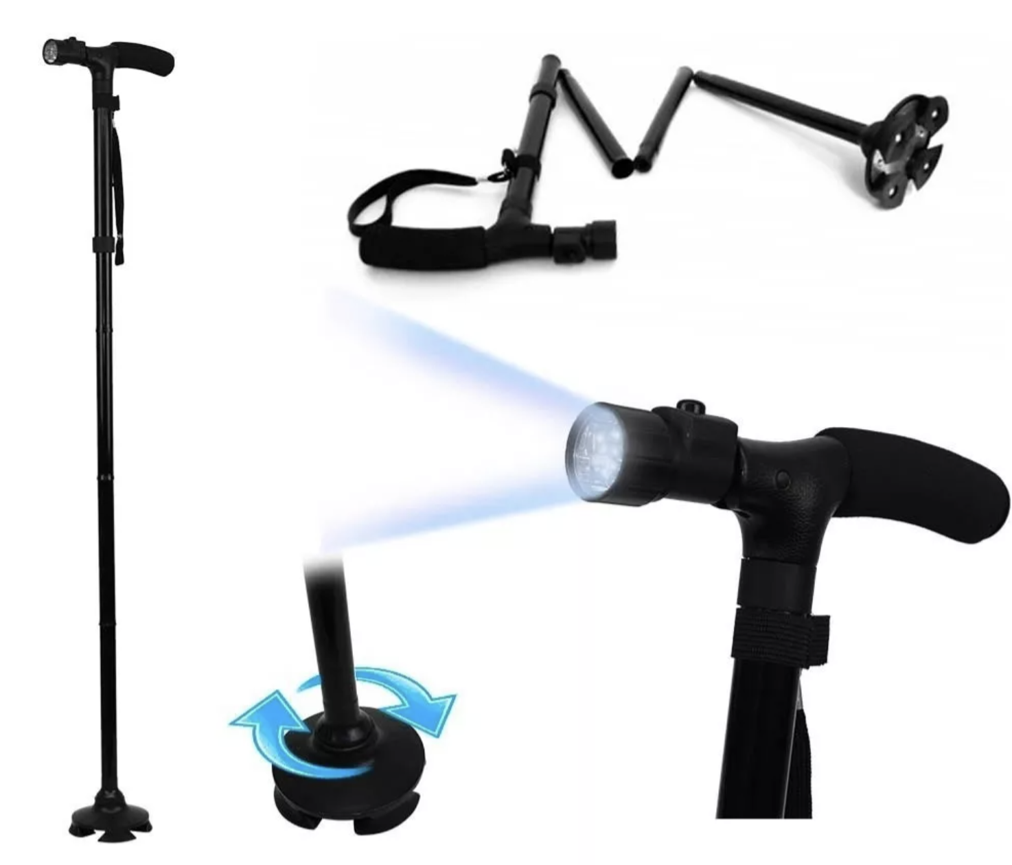 Baston Plegable Con Linterna